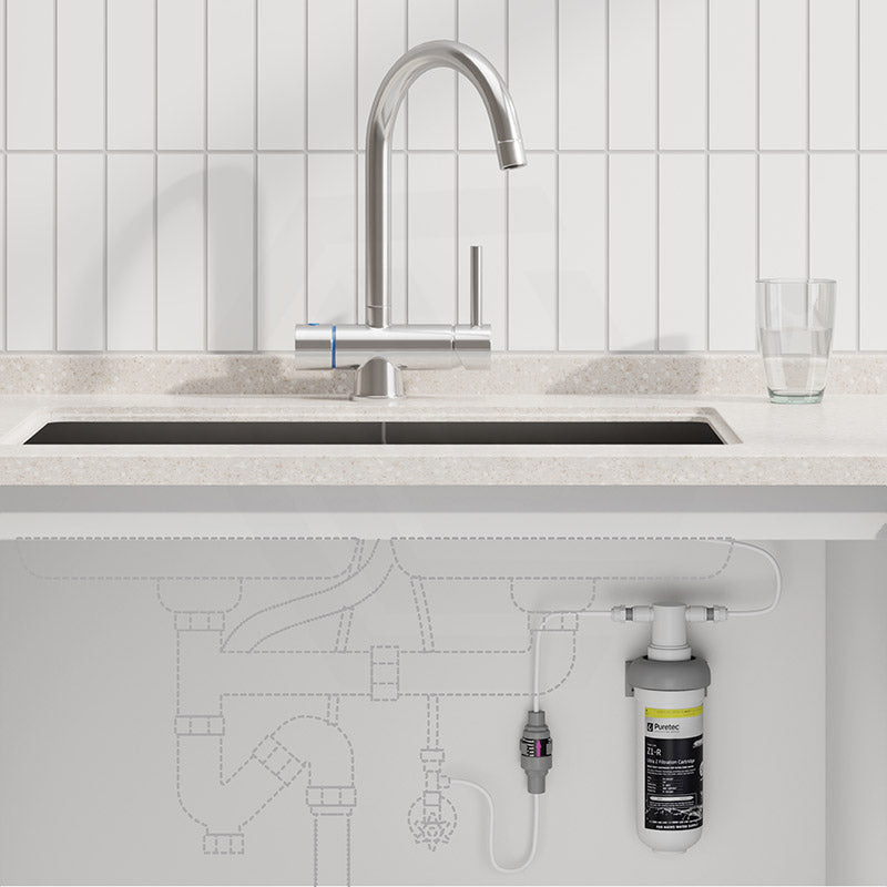 Puretec Tripla Chrome T4 3-Way Mixer Tap with Quick Twist Undersink Filter System