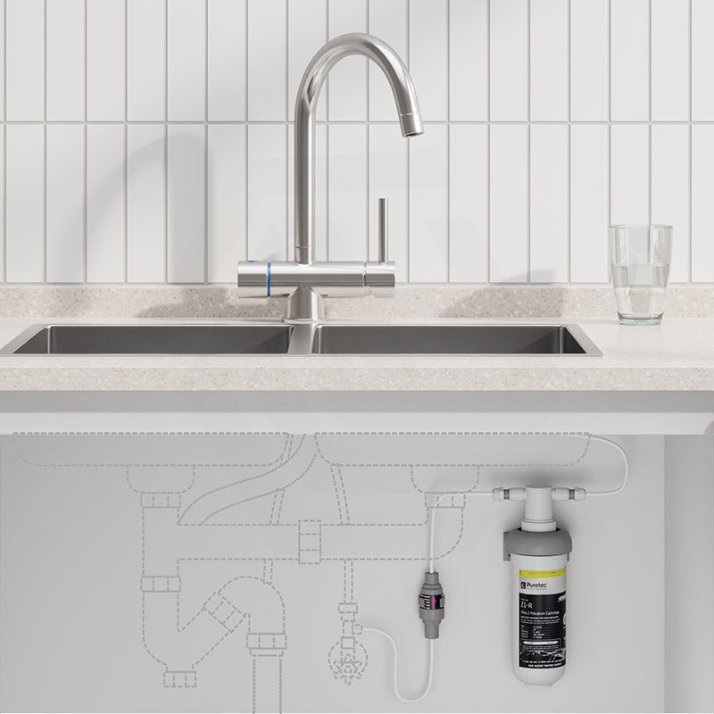 Puretec Tripla Chrome T4 3-Way Mixer Tap with Quick Twist Undersink Filter System