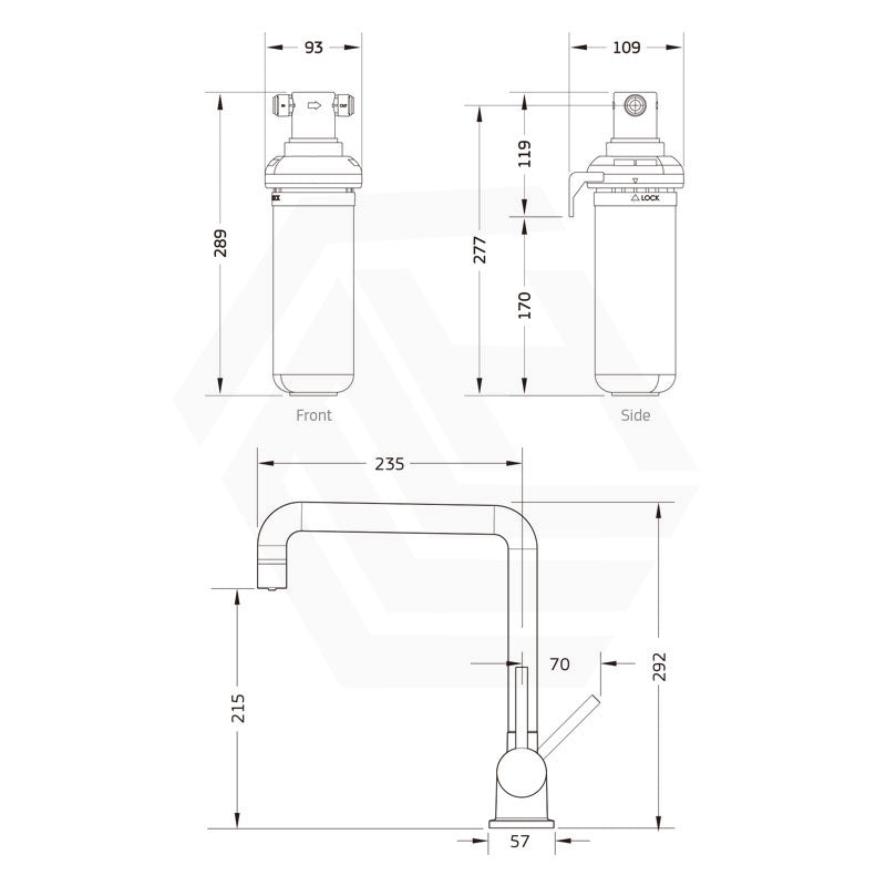 Puretec Tripla Chrome T5 3-Way Mixer Tap with Quick Twist Undersink Filter System