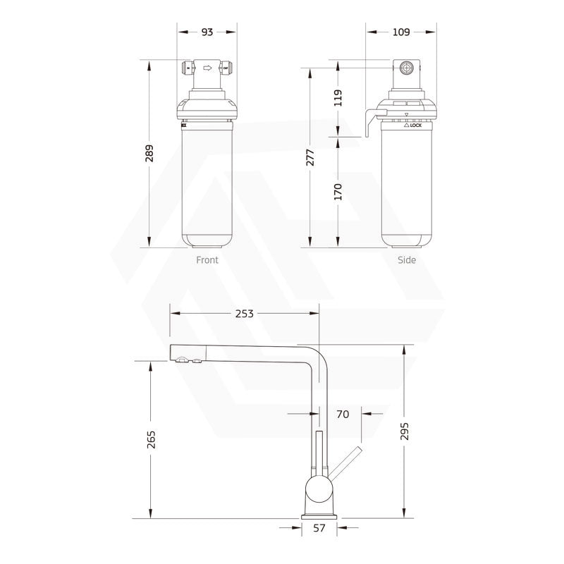 Puretec Tripla Chrome T6 3-Way Mixer Tap with Quick Twist Undersink Filter System