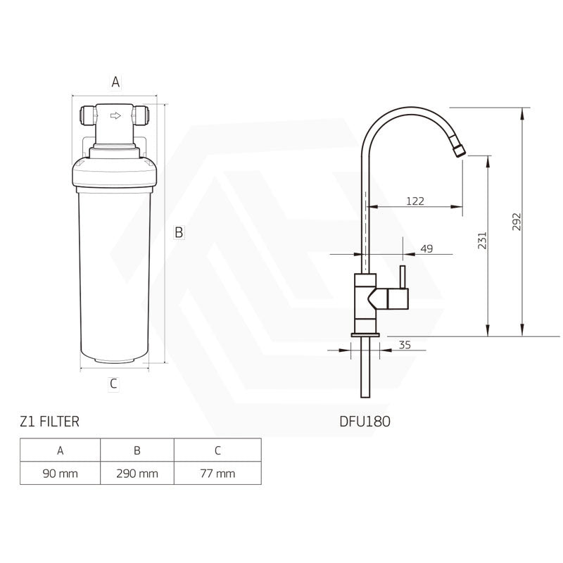 Puretec Z Series Chrome Long Reach Designer Mixer Tap with Quick-Twist Undersink Drinking Water Filter System