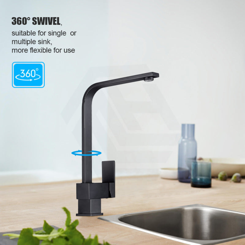 Quadra Electroplated Black Kitchen Sink Mixer Tap 360° Swivel Solid Brass Products