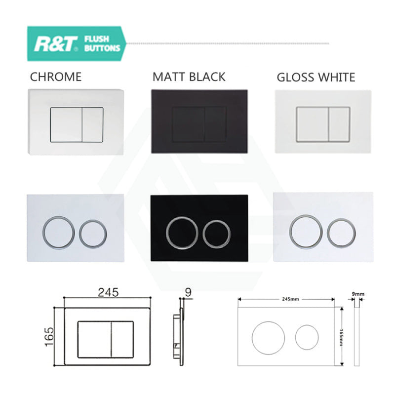 R&t Framed Inwall Concealed Cistern For Wall Hung Toilet Pan Chrome Black White Push Button