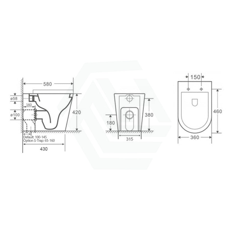Ftameless Button R&T Inwall Cistern Button Rimless Tornado Wall Faced Toilet-MyHomeware