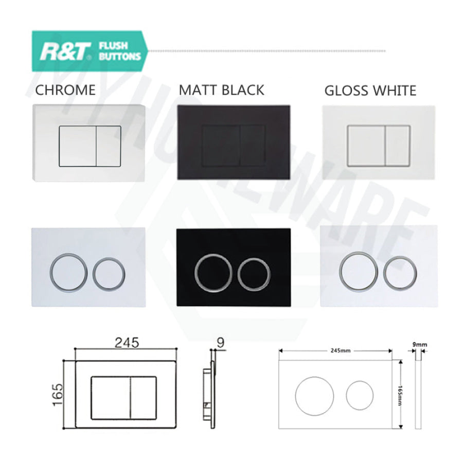 Ftameless Button R&T Inwall Cistern Button Rimless Tornado Wall Faced Toilet-MyHomeware