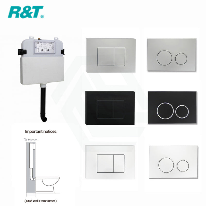 R&T Frameless Inwall Concealed Cistern For Wall Floor Toilet Pan Push Button Available