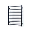 Radiant Matt Black Heated Square Ladder Towel Rail 600 X 800Mm 7 Bars Bottom Left Rails