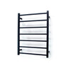 Radiant Matt Black Heated Square Ladder Towel Rail 600 X 800Mm 7 Bars Bottom Left Rails