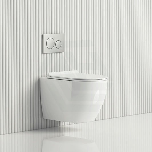 Raul Rimless Wall Hung Toilet Pan With Geberit Framed Inwall Concealed Cistern Sigma8 - F Push
