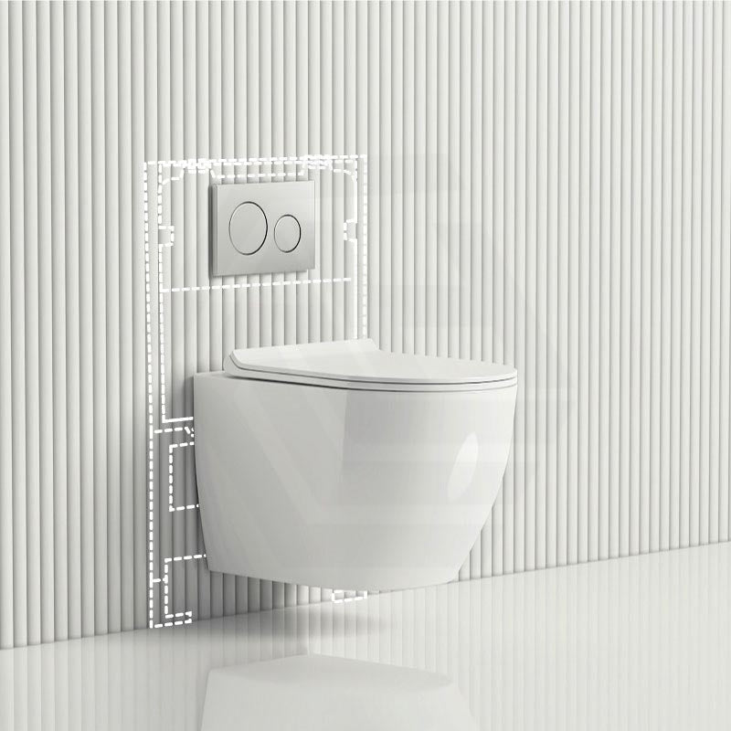 Raul Rimless Wall Hung Toilet Pan With Geberit Framed Inwall Concealed Cistern Sigma8 - F Push