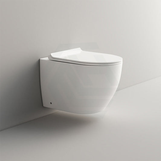Ceramic Wall Hung Toilet Pan Rimless Round White
