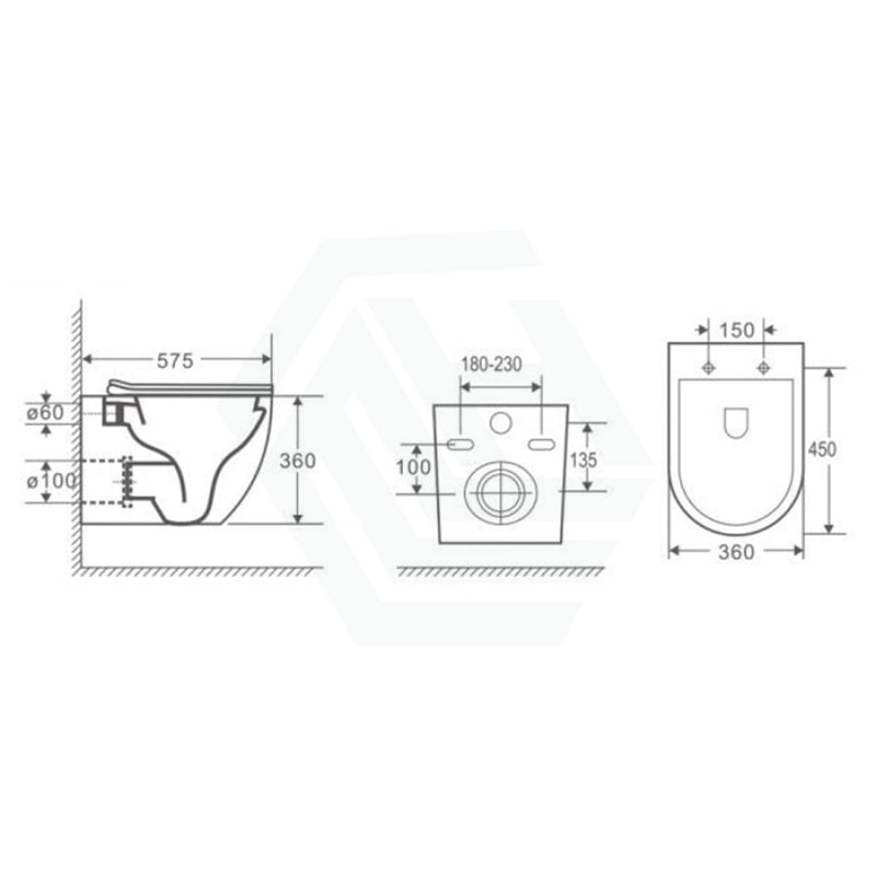 Raul Rimless Wall Hung Toilet Pan With Vortex Flushing Technology For Bathroom Wall-Hung