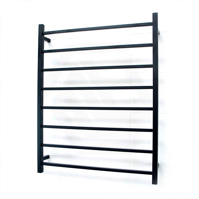 Radiant Heated Square Ladder Towel Rail 8 Bar 800x1000mm - Chrome/Matte Black