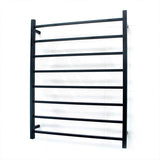 Radiant Heated Square Ladder Towel Rail 8 Bar 800x1000mm - Chrome/Matte Black