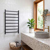 Radiant Heated Square Ladder Towel Rail 8 Bar 800x1000mm - Chrome/Matte Black