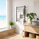Radiant Heated Square Ladder Towel Rail 8 Bar 800x1000mm - Chrome/Matte Black