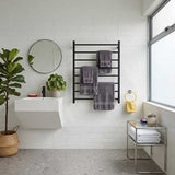 Radiant Heated Square Ladder Towel Rail 8 Bar 800x1000mm - Chrome/Matte Black