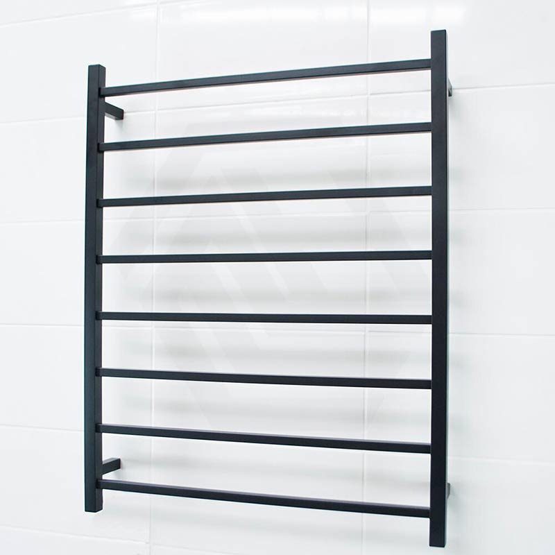 Radiant Heated Square Ladder Towel Rail 8 Bar 800x1000mm - Chrome/Matte Black