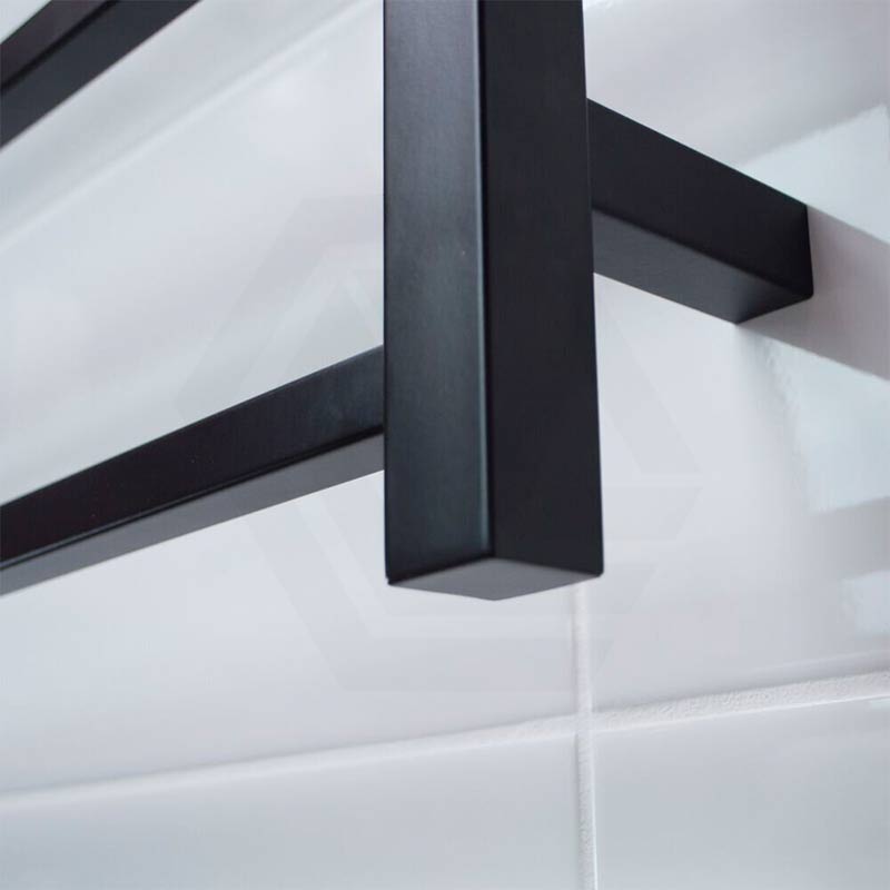 Radiant Heated Square Ladder Towel Rail 8 Bar 800x1000mm - Chrome/Matte Black