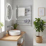 Radiant Heated Square Ladder Towel Rail 8 Bar 800x1000mm - Chrome/Matte Black