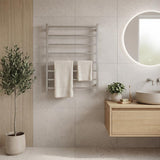 Radiant Heated Square Ladder Towel Rail 8 Bar 800x1000mm - Chrome/Matte Black