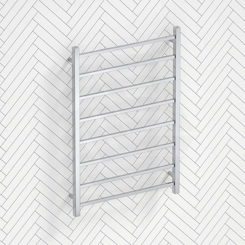 Radiant Heated Square Ladder Towel Rail 8 Bar 800x1000mm - Chrome/Matte Black