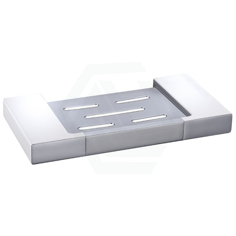 Soap Dish Rectangle White And Chrome