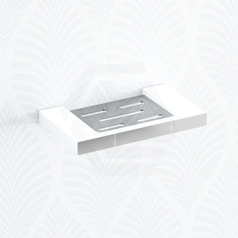 Rectangle Soap Dish White And Chrome