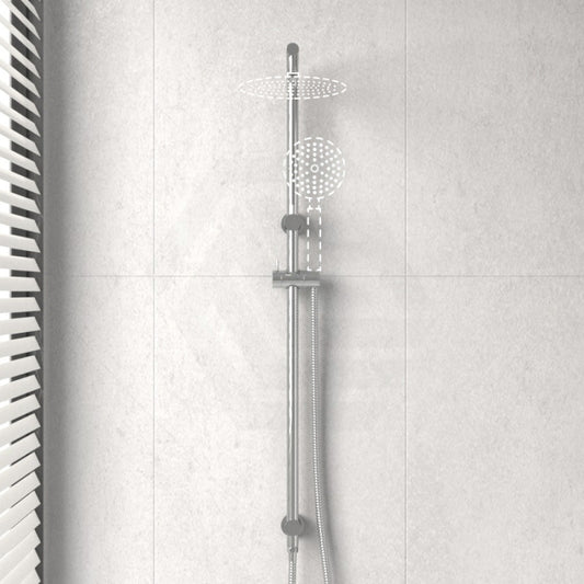 Right Angle Round Chrome Twin Shower Rail Top Water Inlet Rails
