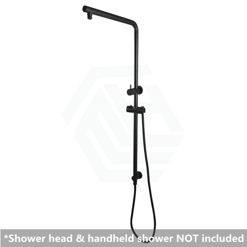 Twin Shower Rail Top Water Inlet Right Angle Round Matt Black
