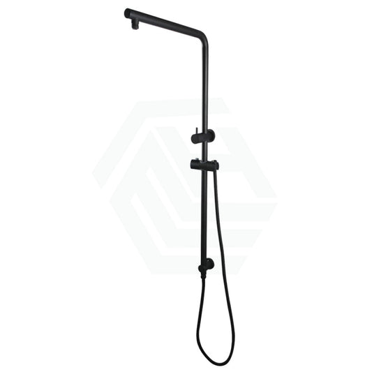 Right Angle Round Matt Black Twin Shower Rail Top Water Inlet