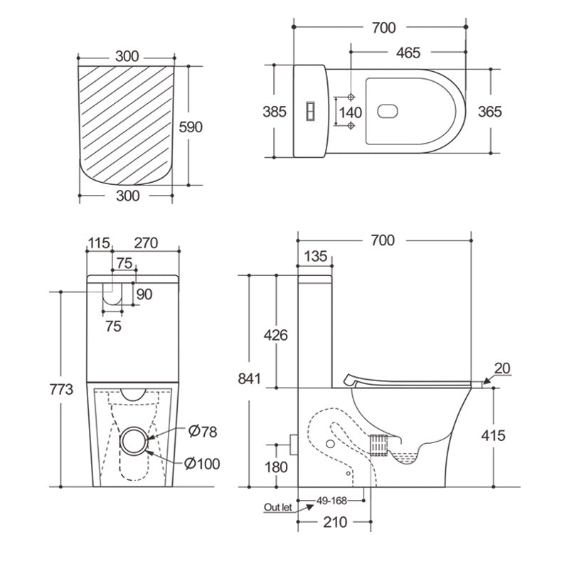 Rimless Plus Tornado Toilet Suite Back To Wall Supreme Flush Square Push Button Suites