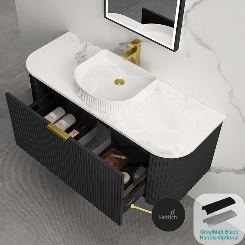 Rio 750/900/1200/1500Mm Bathroom Linear Surface Vanity Wall Hung Single/Double Drawer Plywood Black