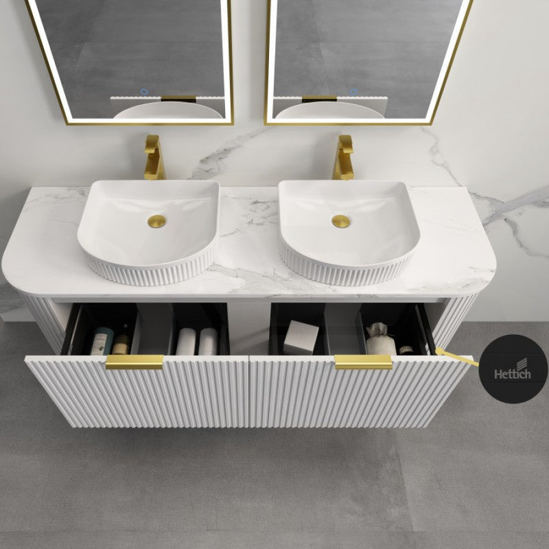Rio 750/900/1200/1500Mm Bathroom Linear Surface Vanity Wall Hung Single/Double Drawer Plywood White