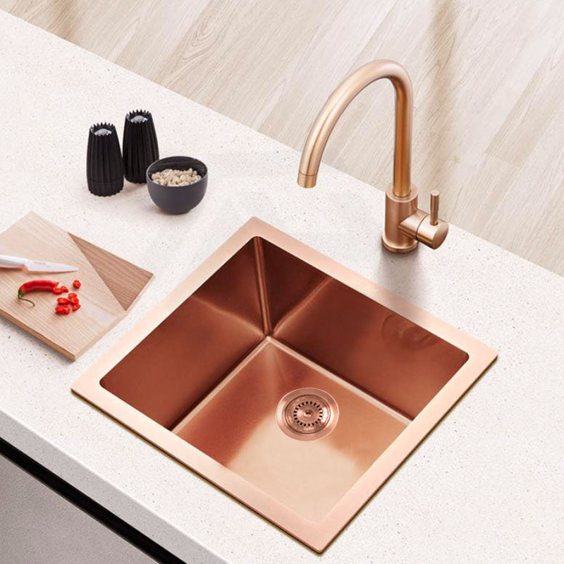 Rose Gold Pvd Stainless Steel Handmade Single Bowl Kitchen Sink Top/undermount
