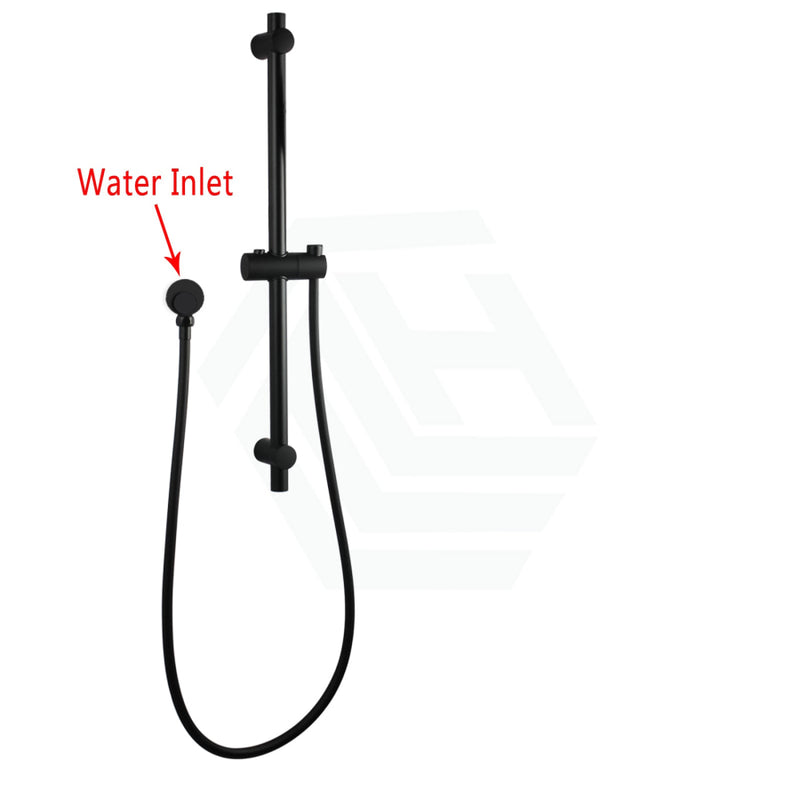 Round Black Adjustable Shower Rail With Wall Connector & Water Hose Only