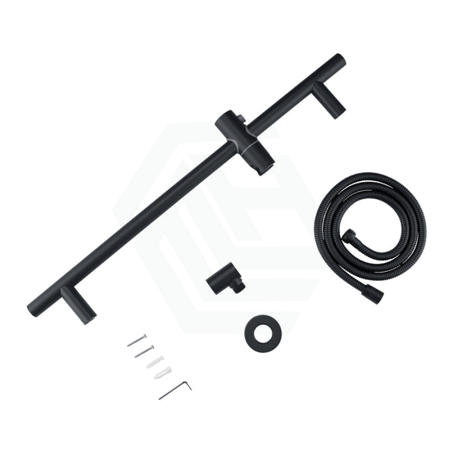 Round Black Sliding Shower Rail With 3 Mode Handheld Set