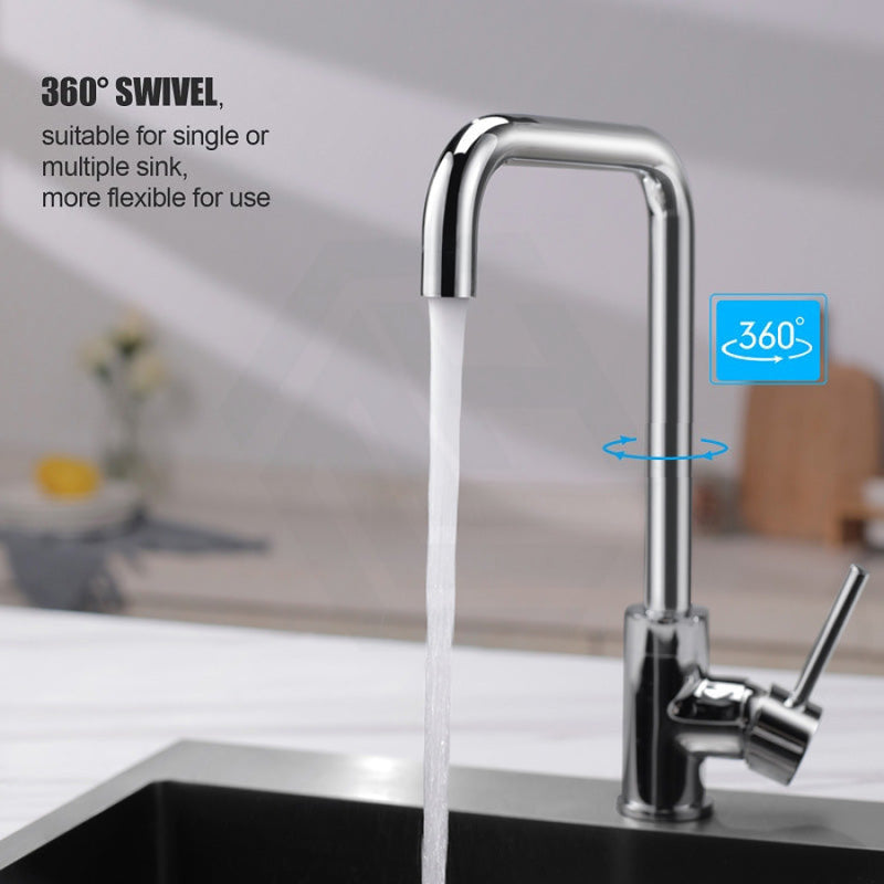 Round Chrome 360° Swivel Kitchen Sink Mixer Tap Gooseneck Spout Products