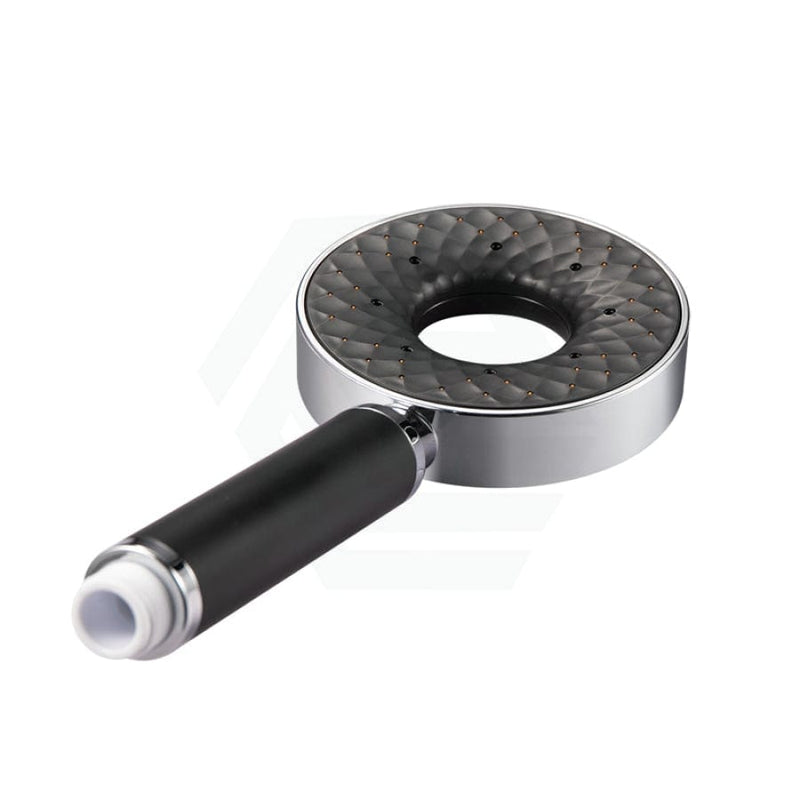Round Chrome & Black Abs 3 Functions Handheld Shower Head Only Hollow Design Bathroom Products