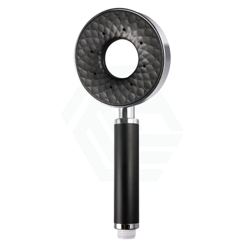 Round Chrome & Black Abs 3 Functions Handheld Shower Head Only Hollow Design Bathroom Products