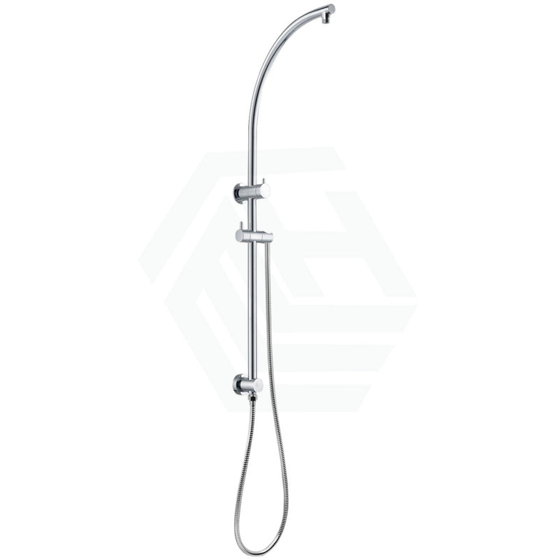 Round Chrome Top Water Inlet Twin Shower Rail With Diverter