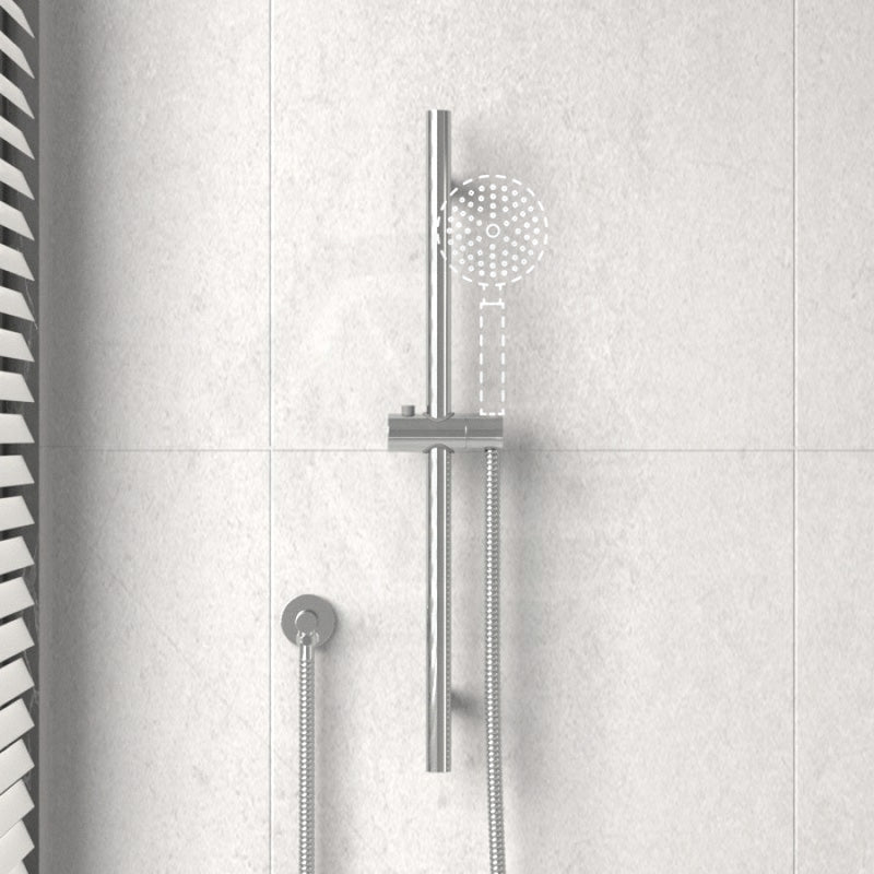 Round Chrome Wall Mounted Sliding Rail With Water Hose & Connector Only Shower