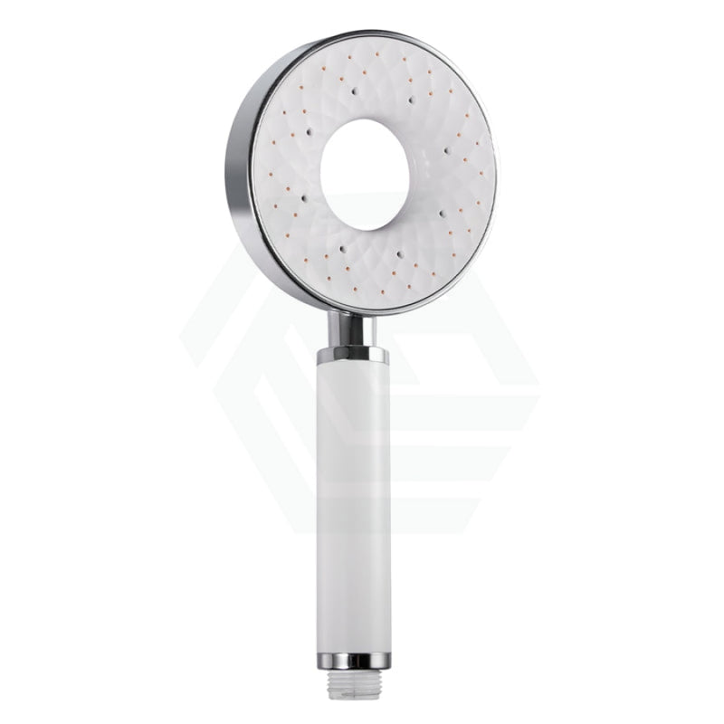 Round White & Chrome Abs 3 Functions Handheld Shower Head Only Hollow Design Bathroom Products