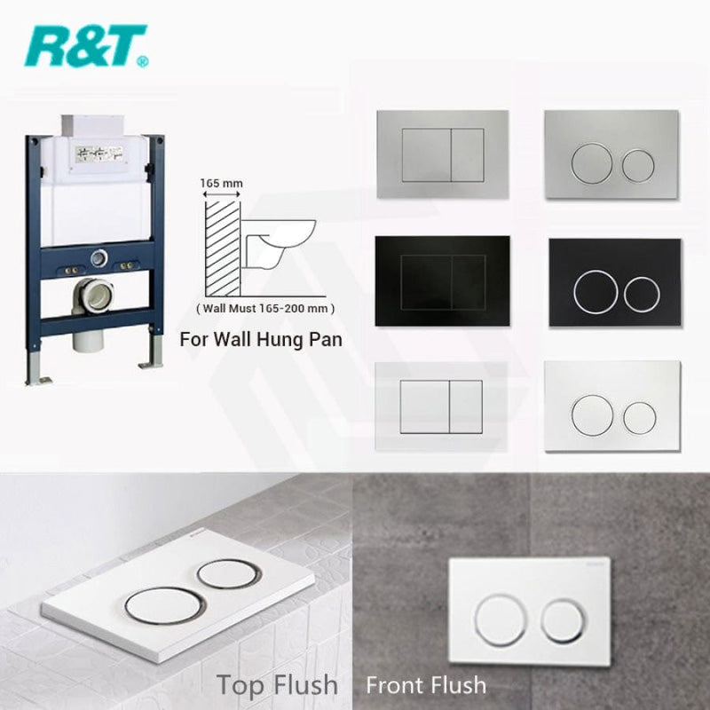 R&T Inwall Cistern Framed Low Level For Wall Hung Toilet Pan Flush Button