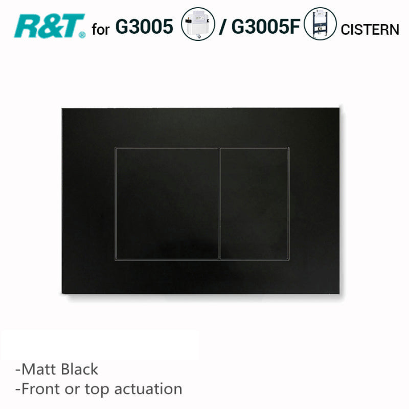 R&T Toilet Flush Button For Inwall Concealed Cistern Square Matt Black