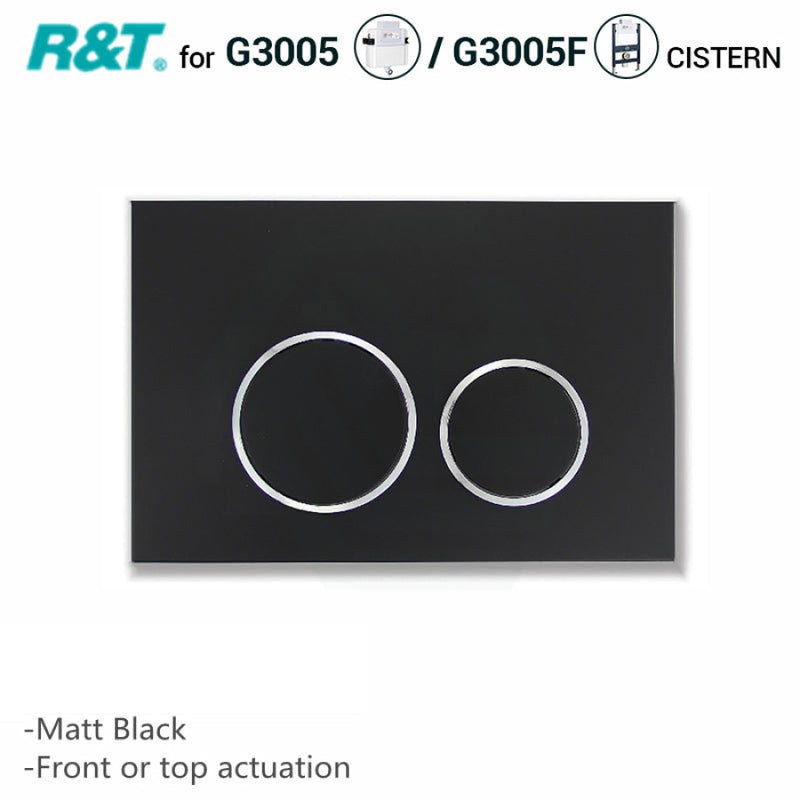 R&T Toilet Flush Button For Inwall Concealed Cistern Round Matt Black