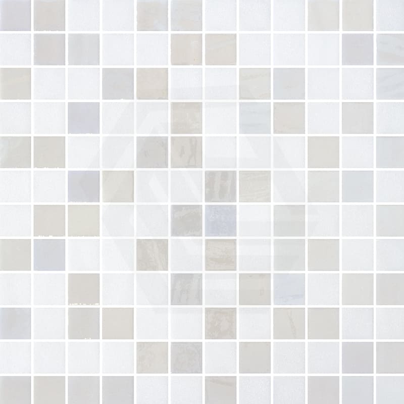 Onix Stoneglass Opalo Blanco Gloss/Matte Blend Glass Mosaic Tile 310x310mm Sheet (25x25mm Chip Size)