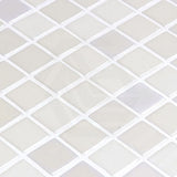 Onix Opalo Blanco Gloss Glass Mosaic Tile 310x467mm Sheet (25x25mm Chip Piece)