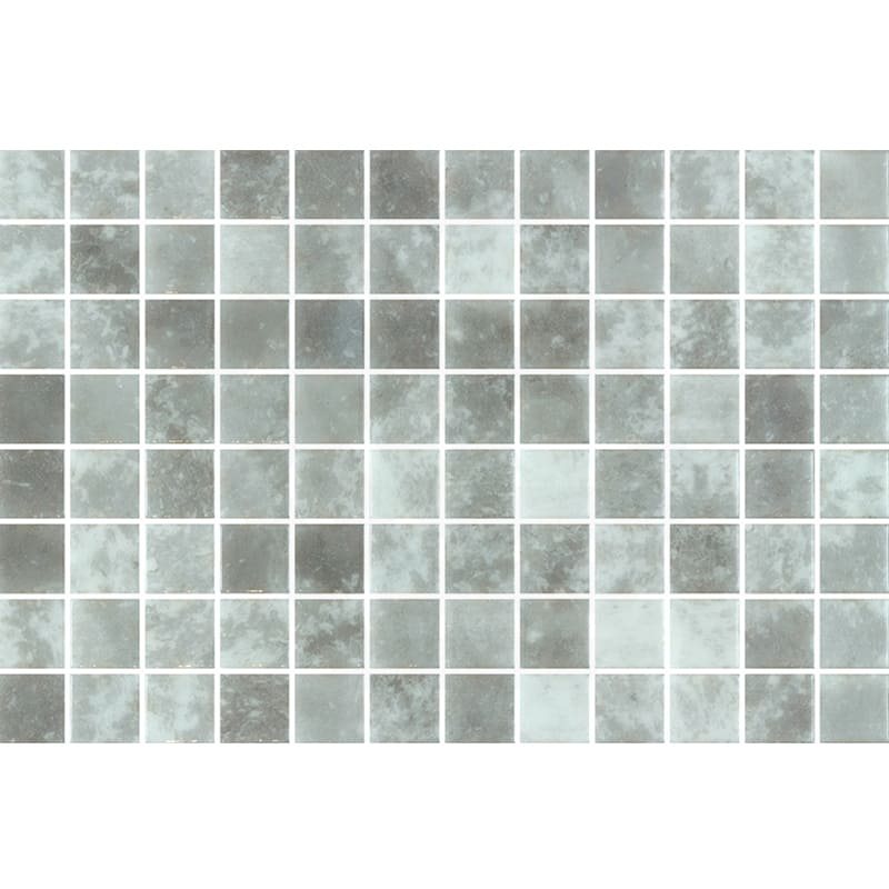 Onix Vanguard Quartz Grey Gloss Glass Mosaic Tile 310x467mm Sheet (25x25mm Chip Size)