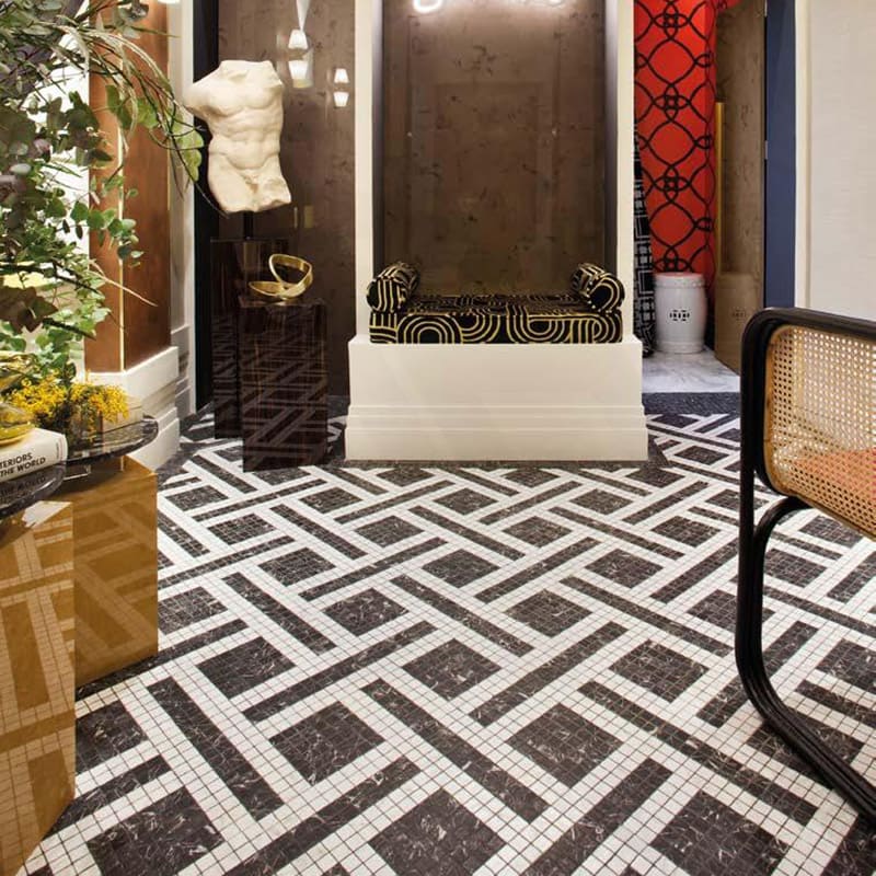 Onix Eco Stone Nero Marquina Matte Glass Mosaic Tile 310x310mm Sheet (25x25mm Chip Piece)